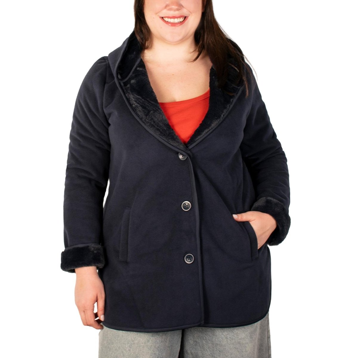 Chamarra Fleece larga plus size para mujer con capucha Greenlander - Greenlander