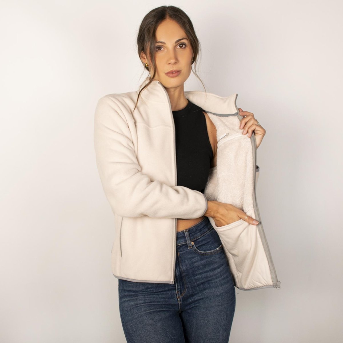 Chamarra fleece para mujer con cuello alto y bolsillos Greenlander - Greenlander