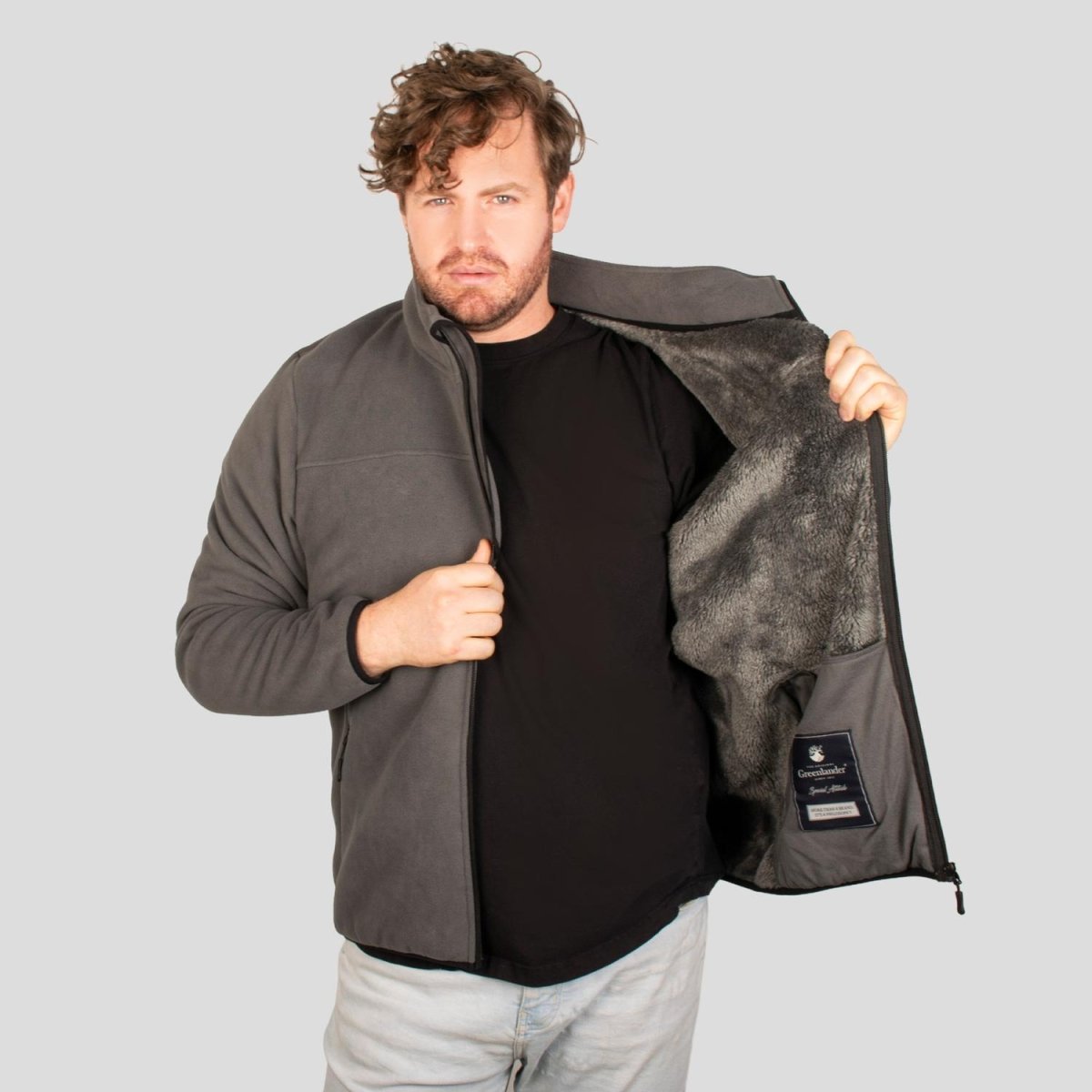 Chamarra fleece plus size para hombre con cuello alto y bolsillos Greenlander - Greenlander