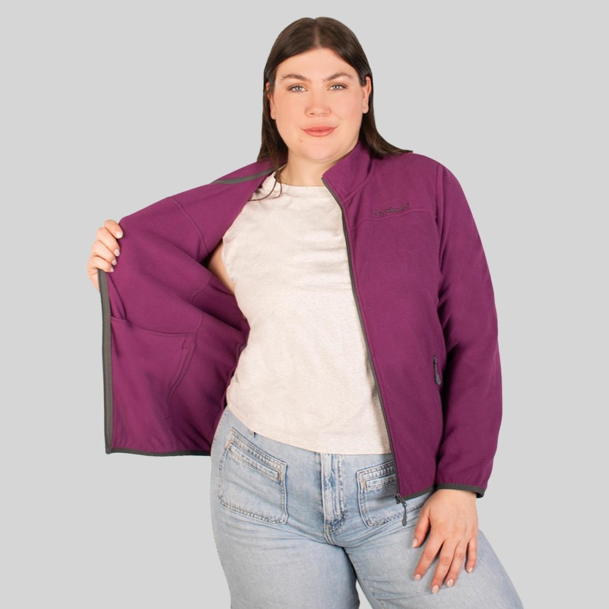 Chamarra fleece plus size para mujer con cuello alto y bolsillos Greenlander - Greenlander