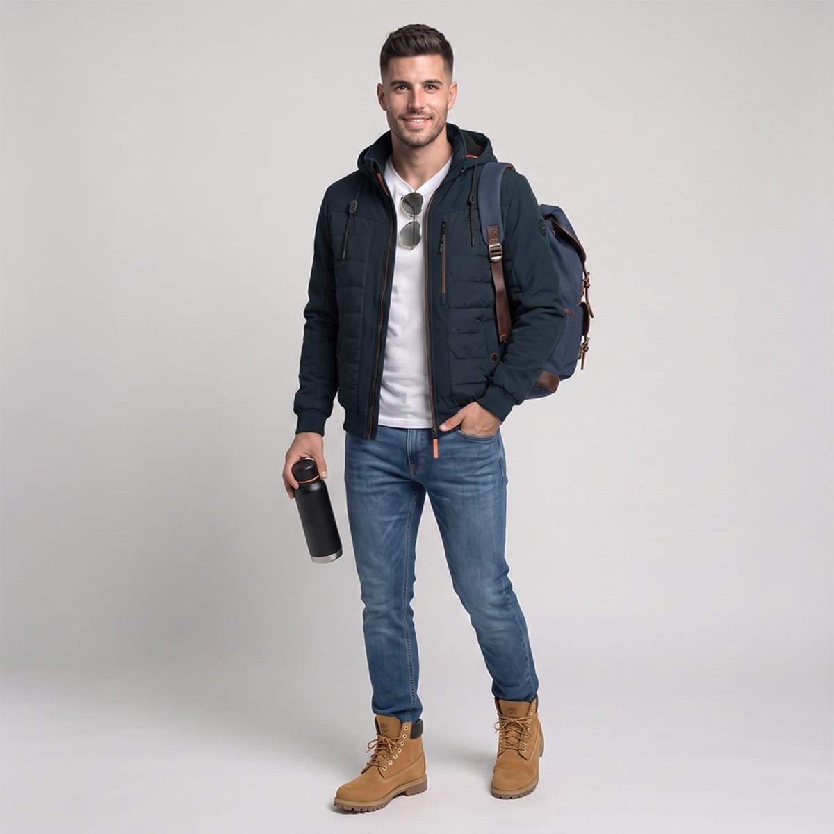 Chamarra Greenlander Capitonada con Gorro oculto para Hombre - Greenlander