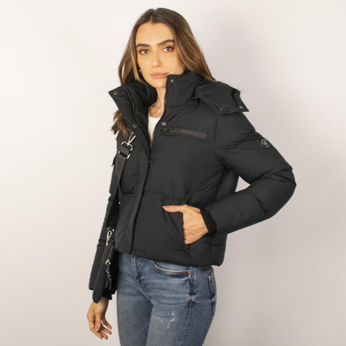 Chamarra Greenlander corta capitonada para mujer con capucha desmontable - Greenlander