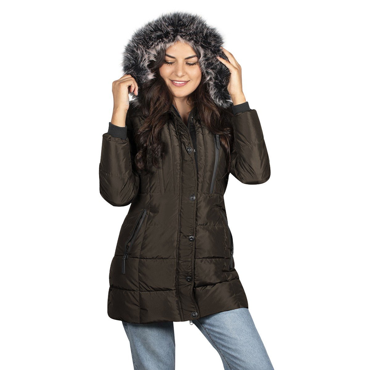 Chamarra Larga Acolchada para Mujer con Gorro y Peluche | Greenlander - Greenlander