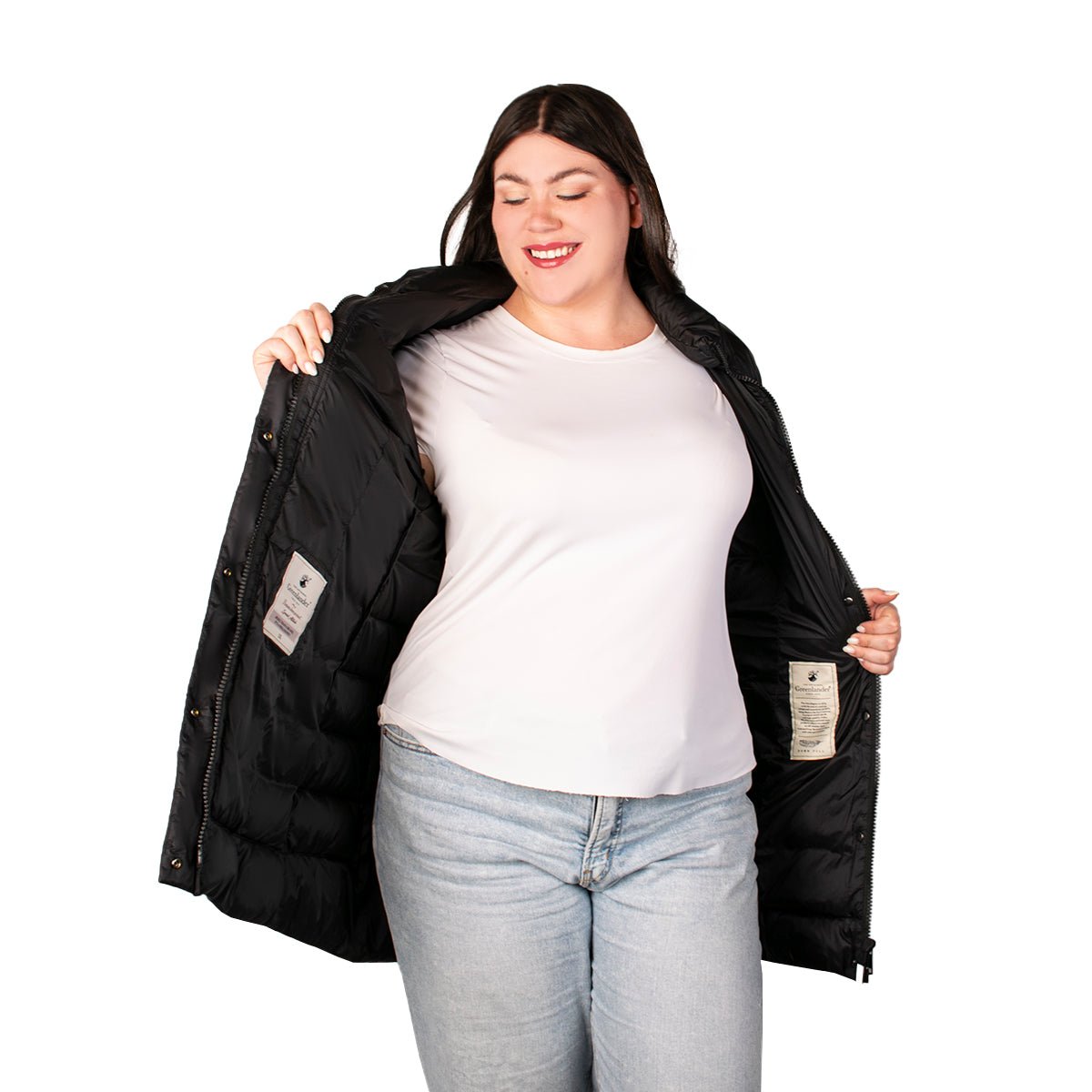 Chamarra Larga Capitonada De Pluma Mujer Plus Size - The Original Greenlander