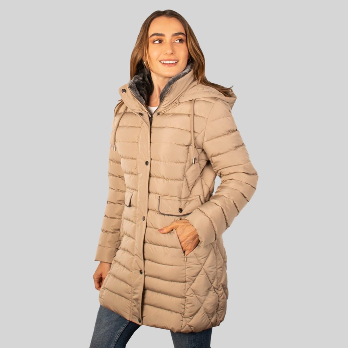 Chamarra larga capitonada para mujer con bolsillos Greenlander - Greenlander