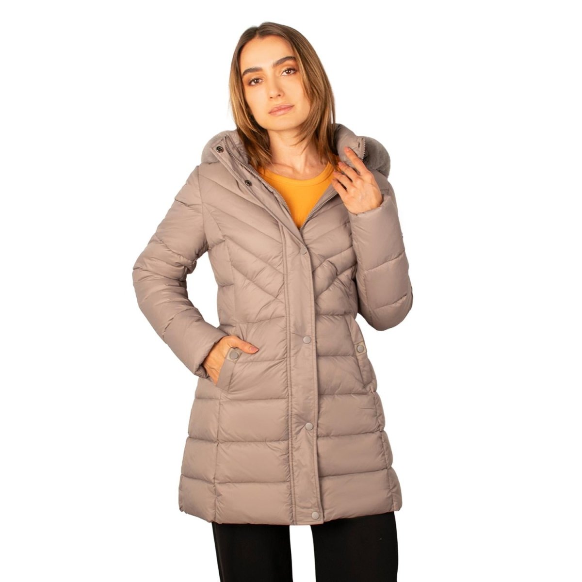 Chamarra larga capitonada para mujer con bolsos al costado Greenlander - Greenlander