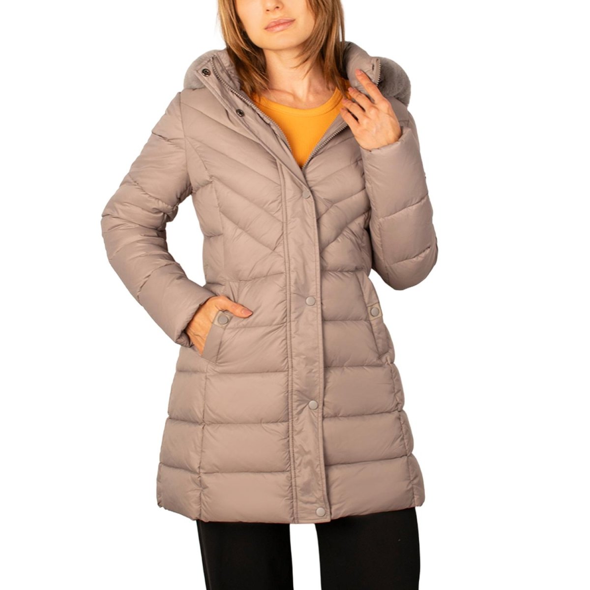 Chamarra larga capitonada para mujer con bolsos al costado Greenlander - Greenlander