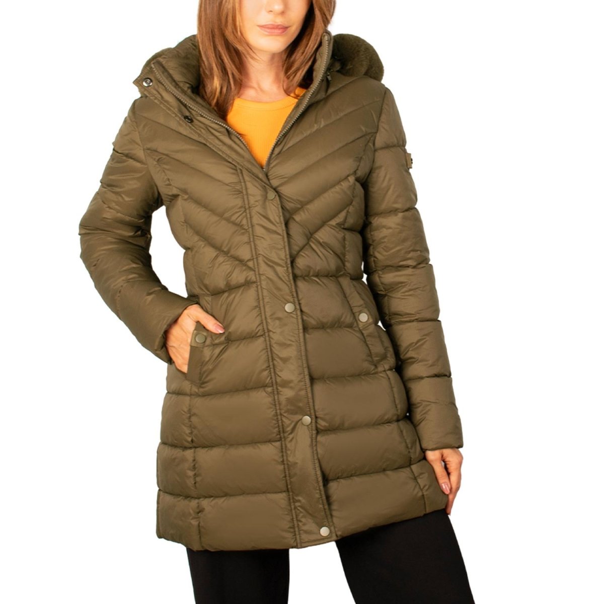 Chamarra larga capitonada para mujer con bolsos al costado Greenlander - Greenlander