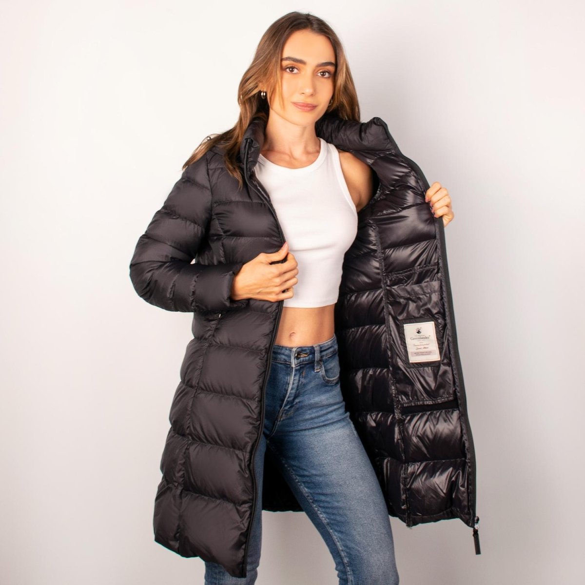 Chamarra larga capitonada para mujer con capucha desmontable Greenlander - Greenlander