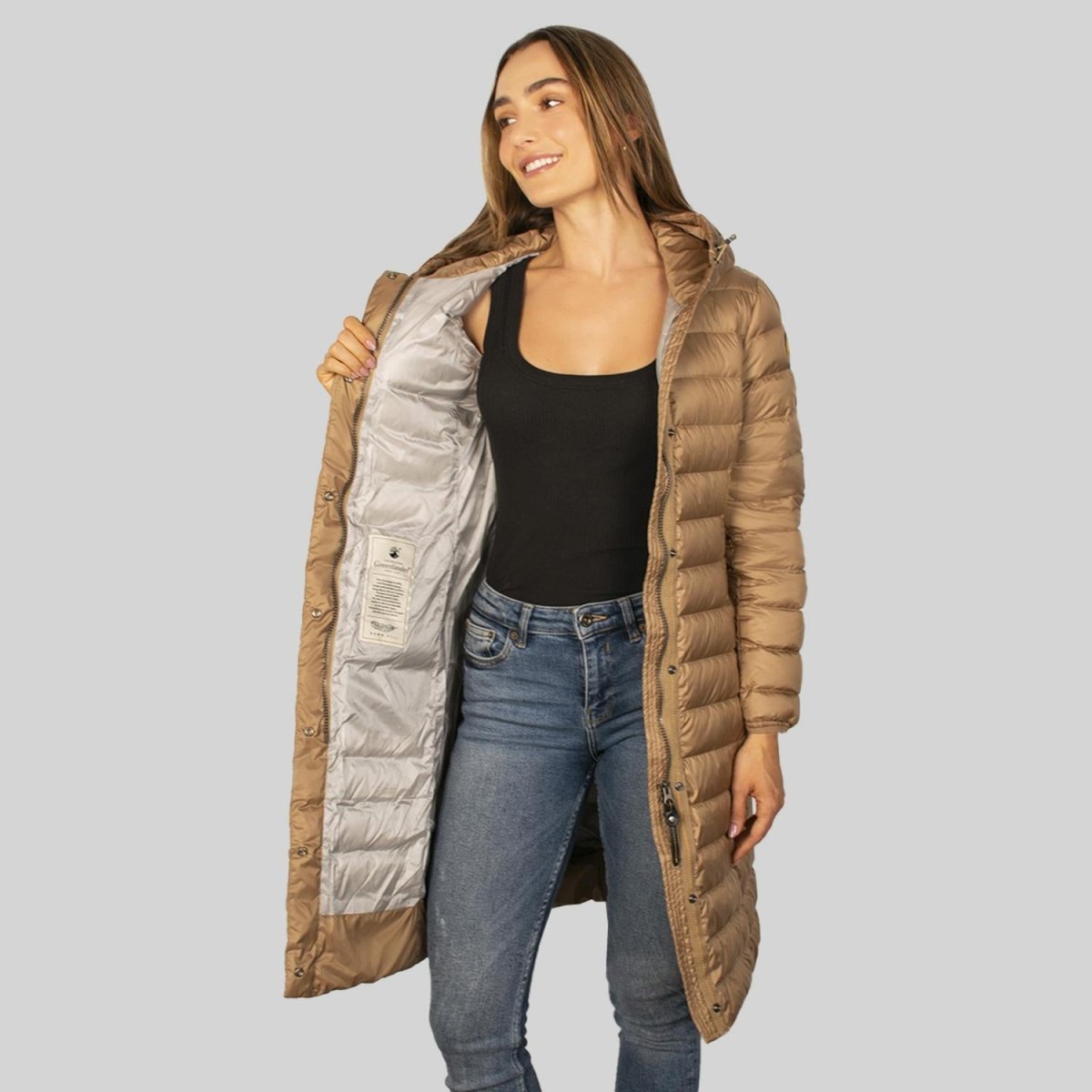 Chamarra larga capitonada para mujer con capucha Greenlander - Greenlander