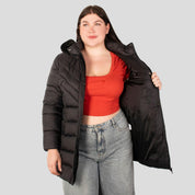 Chamarra larga capitonada plus size para mujer con bolsos al costado Greenlander - Greenlander