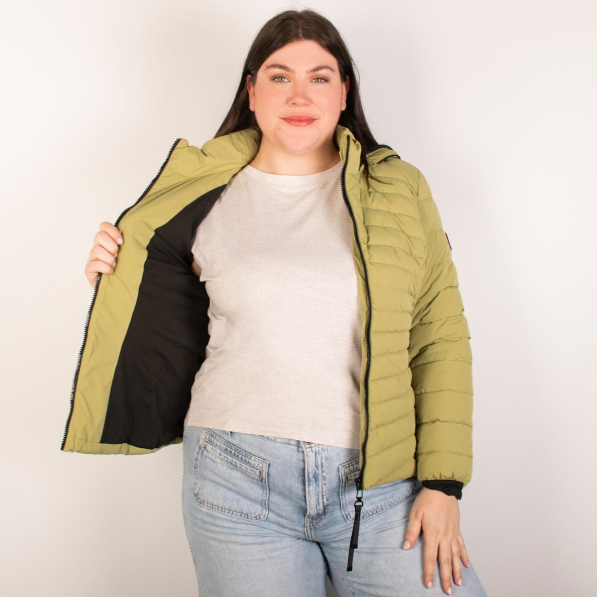 Chamarra larga capitonada plus size para mujer con capucha desmontable Greenlander - Greenlander