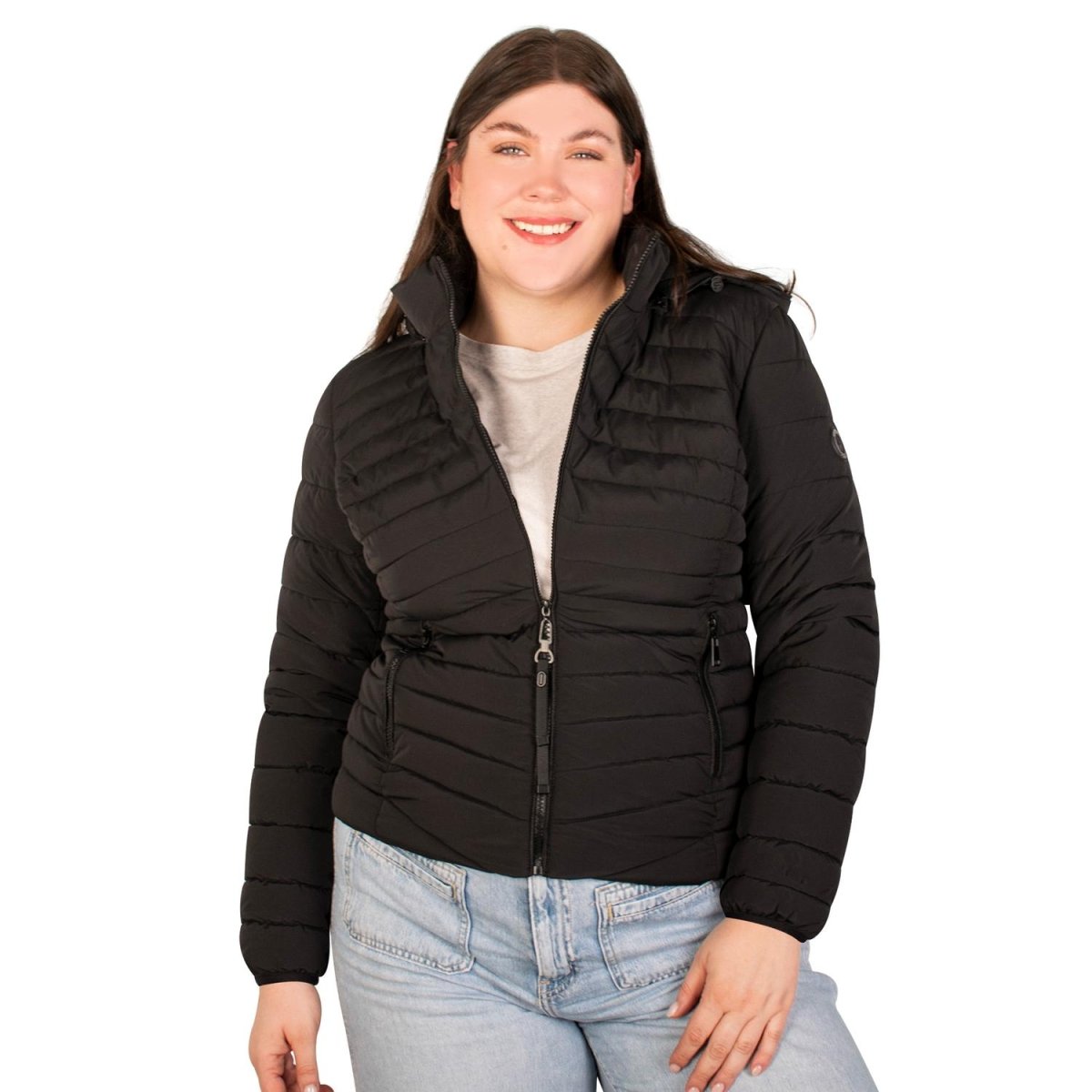 Chamarra larga capitonada plus size para mujer con capucha desmontable Greenlander - Greenlander