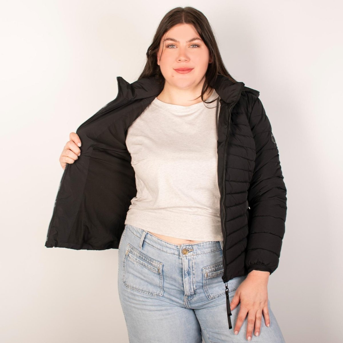 Chamarra larga capitonada plus size para mujer con capucha desmontable Greenlander - Greenlander