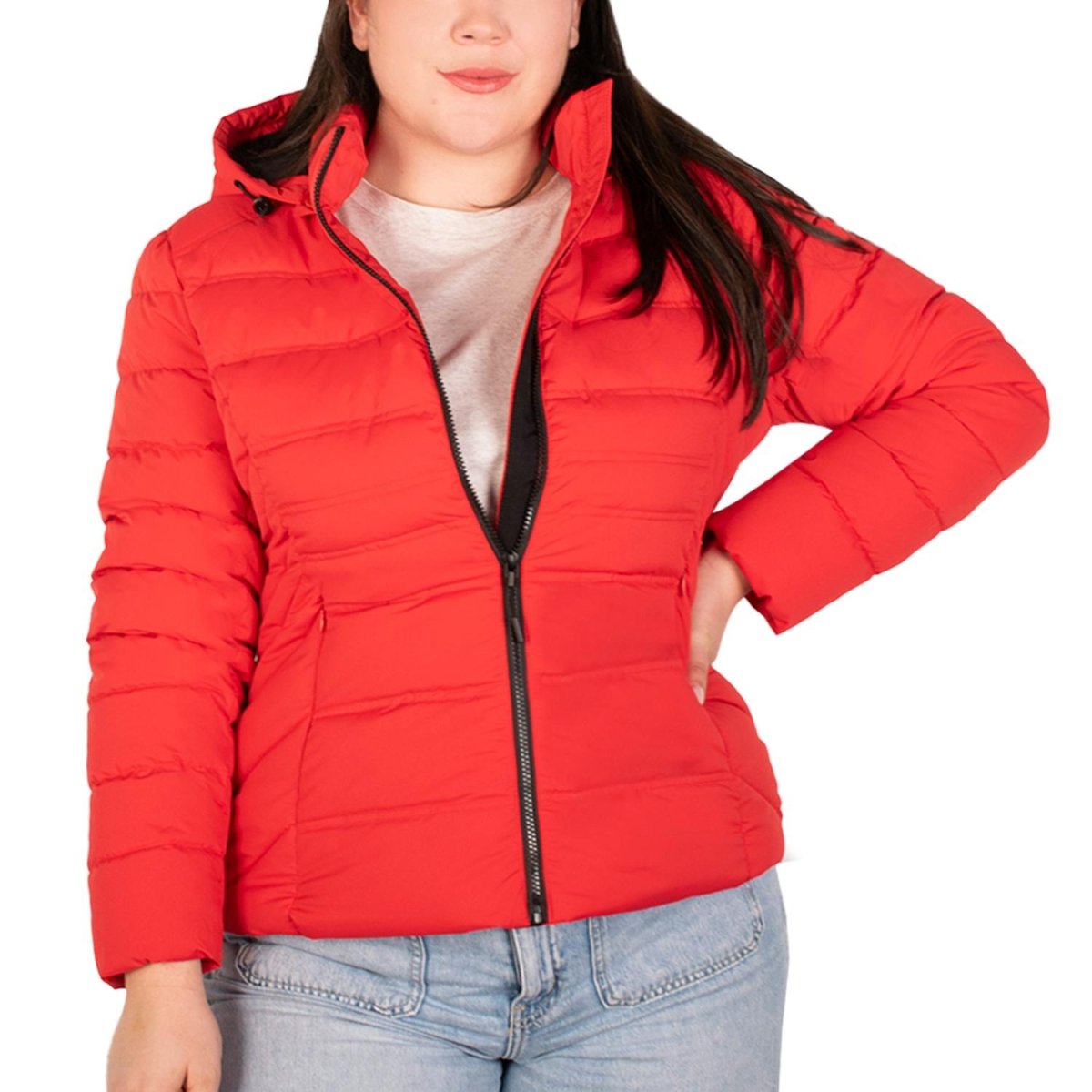 Chamarra larga capitonada plus size para mujer con capucha desmontable Greenlander - Greenlander