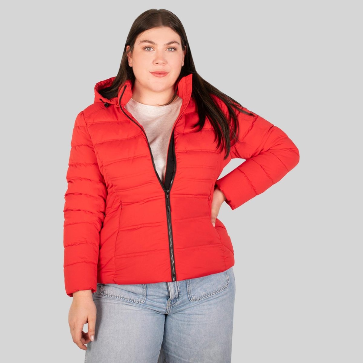 Chamarra larga capitonada plus size para mujer con capucha desmontable Greenlander - Greenlander