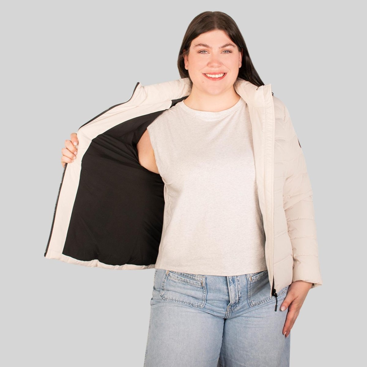Chamarra larga capitonada plus size para mujer con capucha desmontable Greenlander - Greenlander