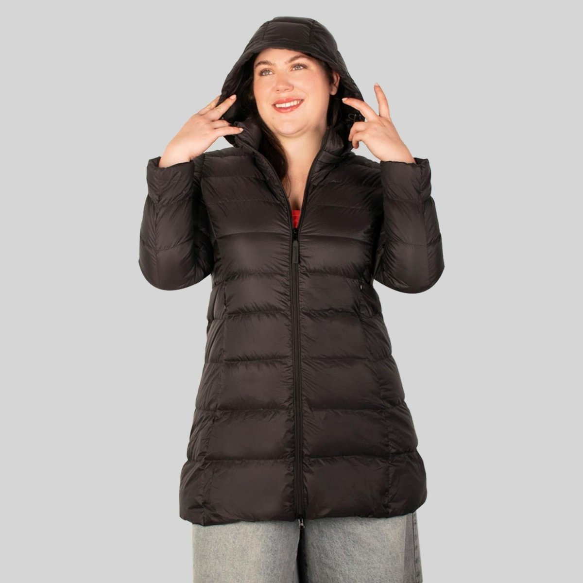 Chamarra larga capitonada plus size para mujer con capucha desmontable Greenlander - Greenlander