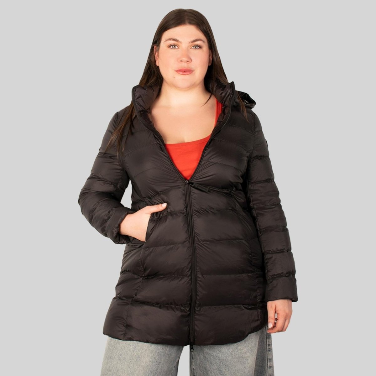Chamarra larga capitonada plus size para mujer con capucha desmontable Greenlander - Greenlander