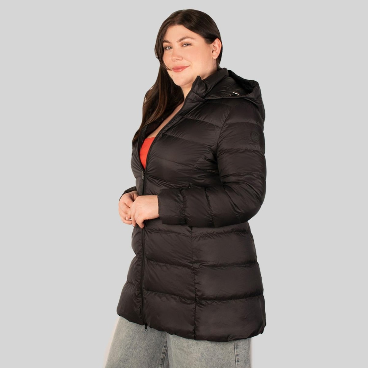 Chamarra larga capitonada plus size para mujer con capucha desmontable Greenlander - Greenlander