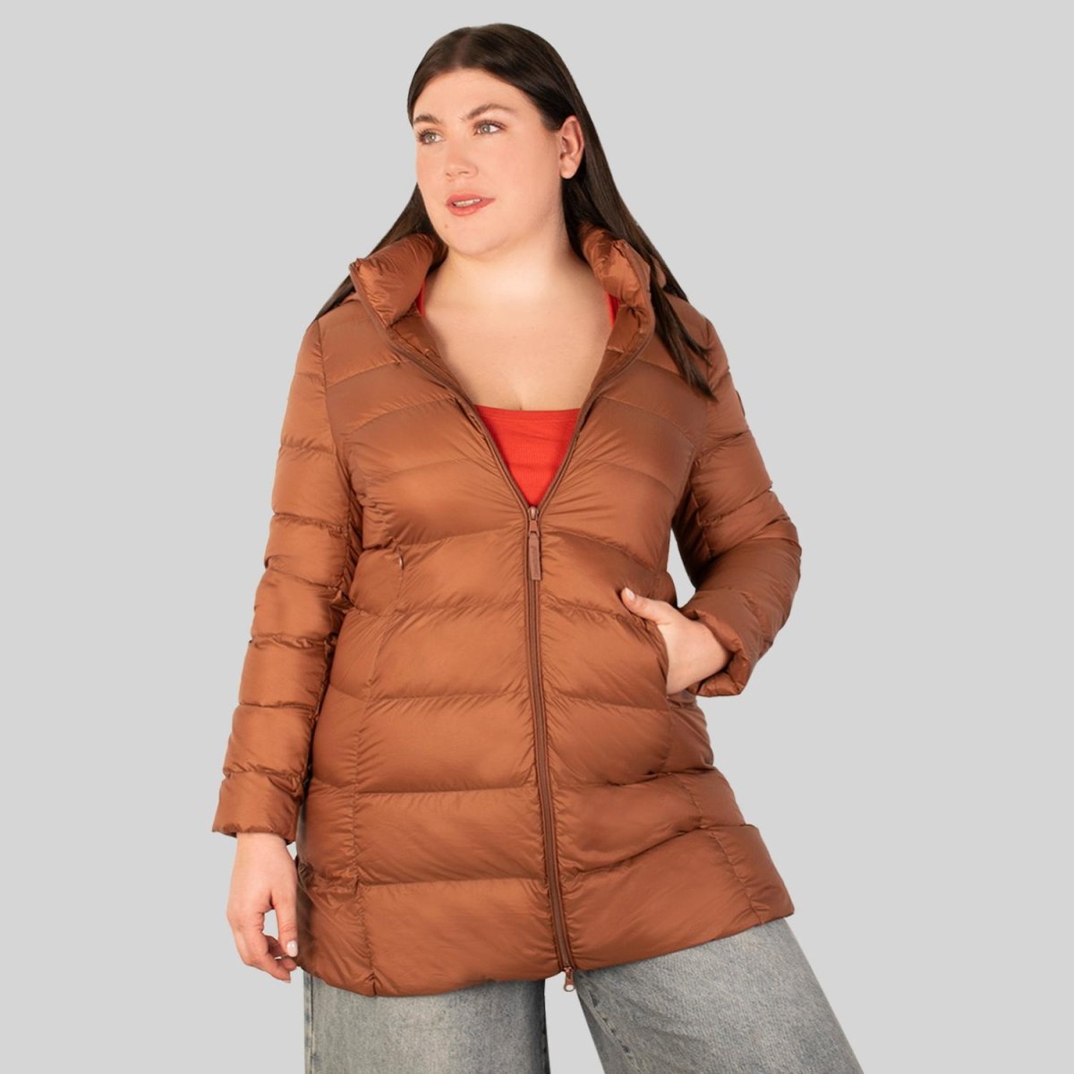 Chamarra larga capitonada plus size para mujer con capucha desmontable Greenlander - Greenlander