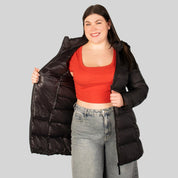 Chamarra larga capitonada plus size para mujer con capucha desmontable Greenlander - Greenlander