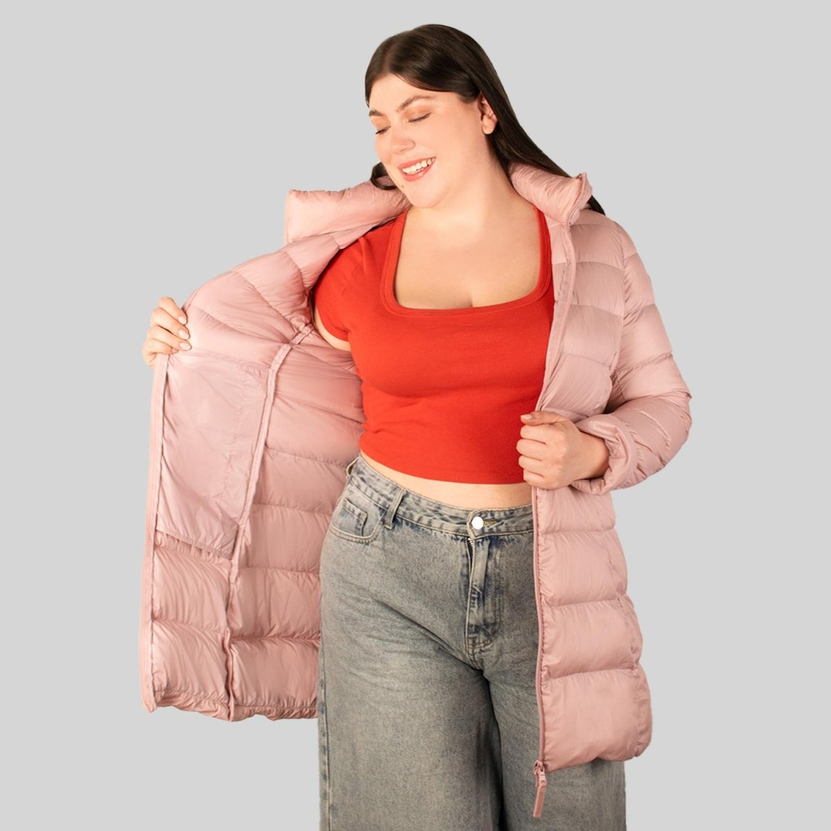 Chamarra larga capitonada plus size para mujer con capucha desmontable Greenlander - Greenlander