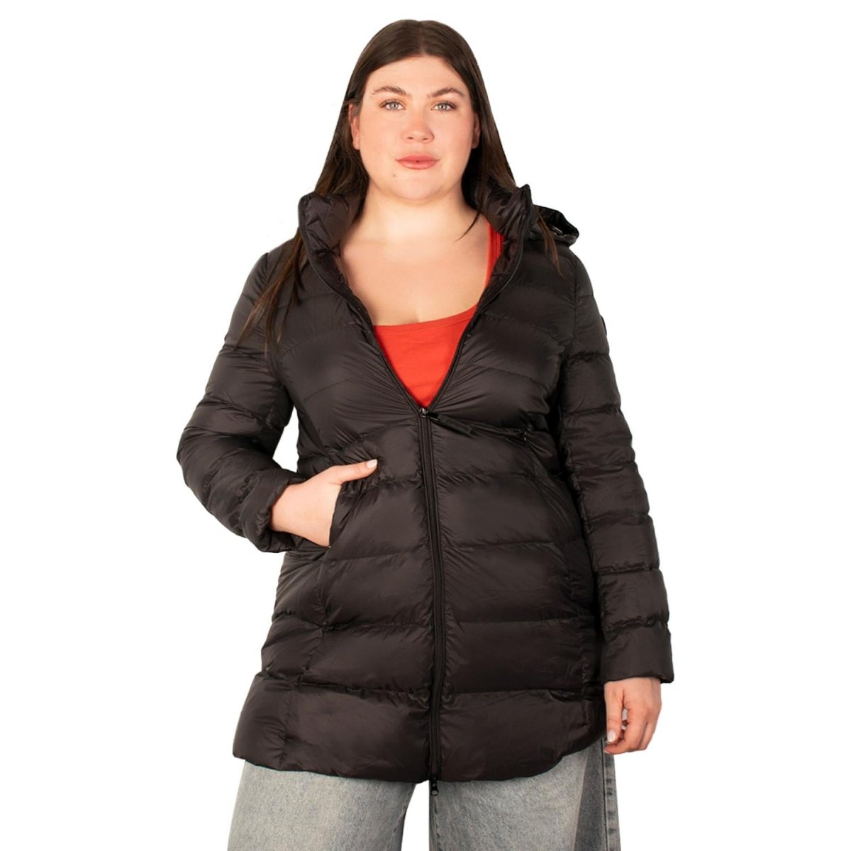 Chamarra larga capitonada plus size para mujer con capucha desmontable Greenlander - Greenlander