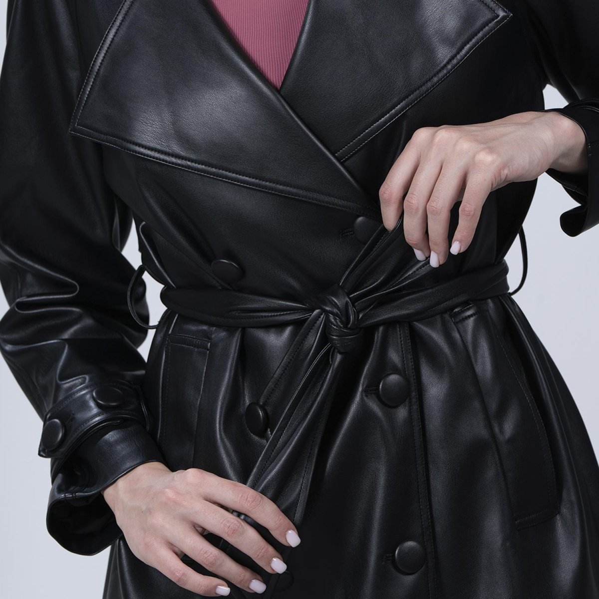 Chamarra larga de vinipiel para mujer con bolsillos Greenlander - Greenlander