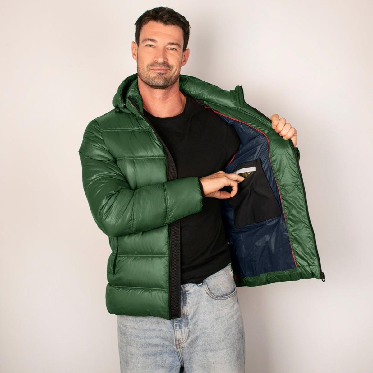 Chamarra Para Hombre Capitonada Con Gorro Desmontable - Greenlander