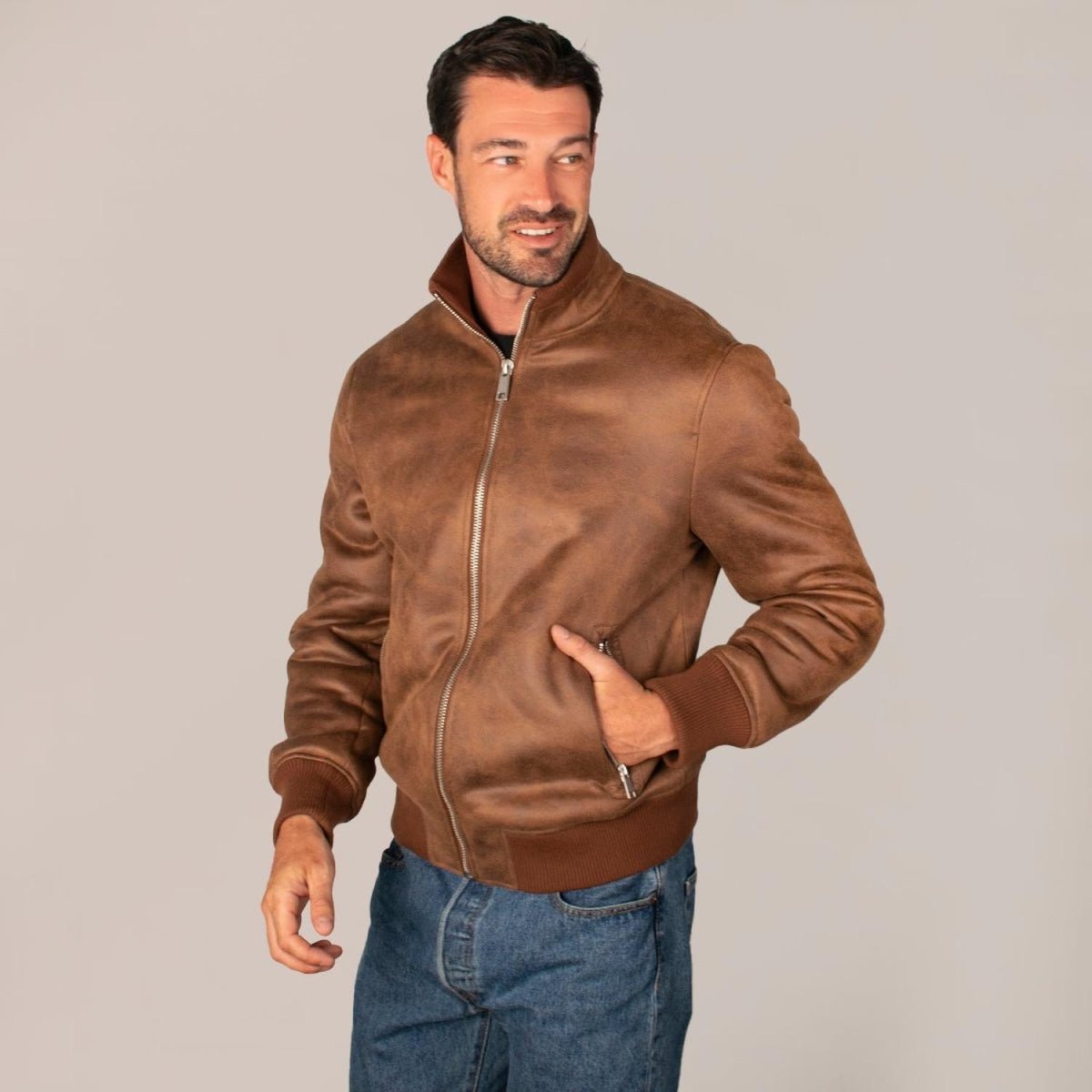 Chamarra Para Hombre De Gamuza Cuello Largo - Greenlander