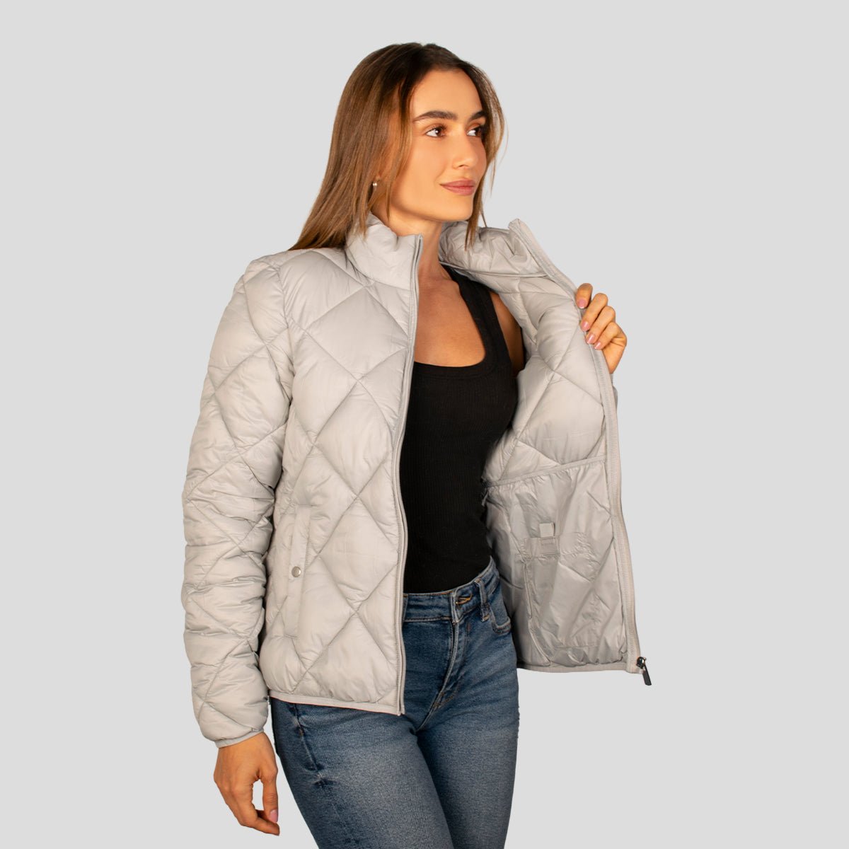 Chamarra Para Mujer Capitonada Con Diseño En Rombos - The Original Greenlander