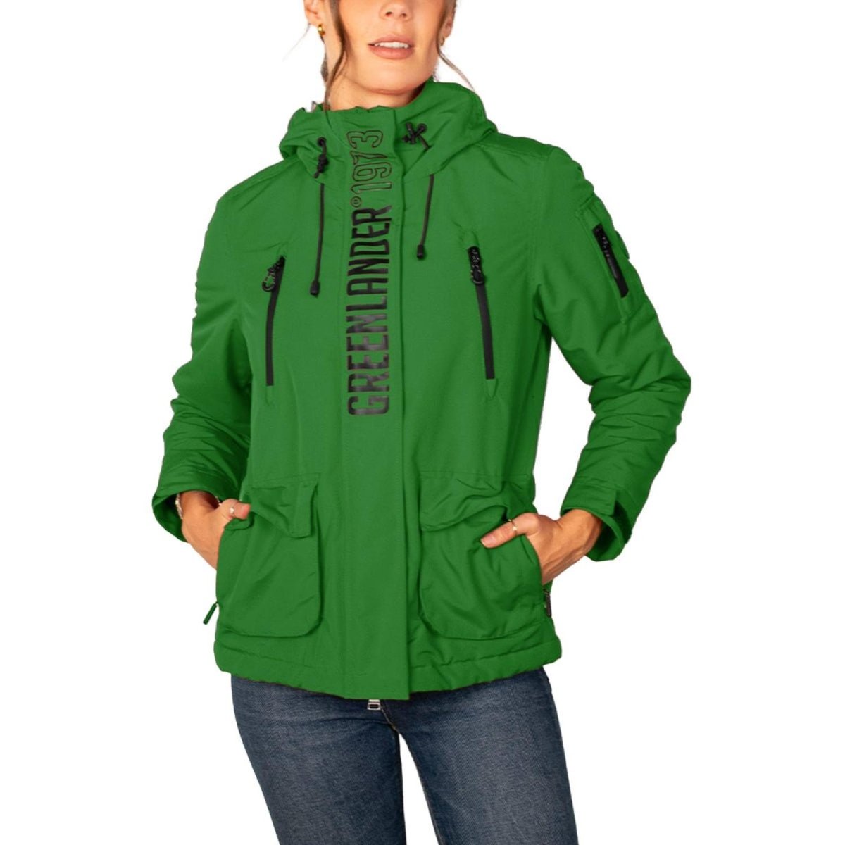 Chamarra Para Mujer Chubasquera Rompevientos Con Gorro Fijo y Cierres Waterproof - Greenlander