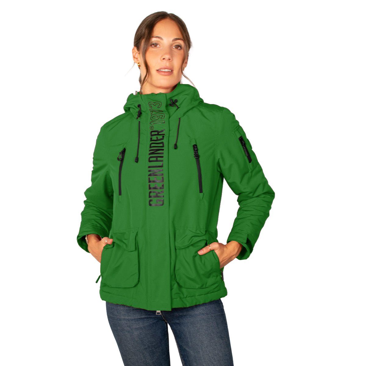 Chamarra Para Mujer Chubasquera Rompevientos Con Gorro Fijo y Cierres Waterproof - The Original Greenlander