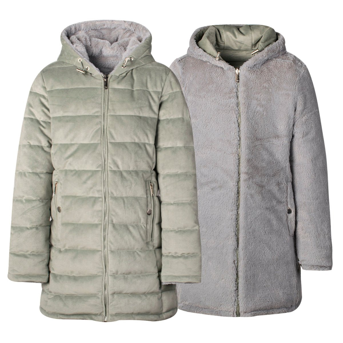 Chamarra Reversible Con Gorro Fur Niña - Greenlander