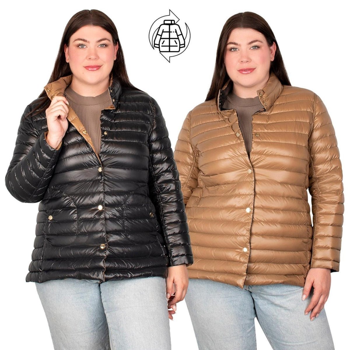 Chamarra Reversible De Pluma Mujer Plus Size - Greenlander