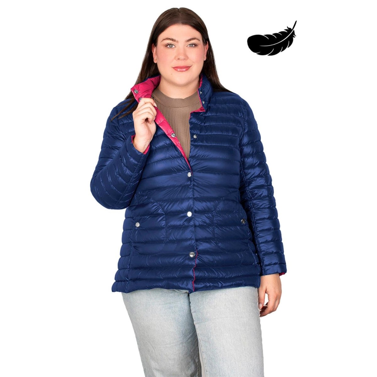 Chamarra Reversible De Pluma Mujer Plus Size - Greenlander