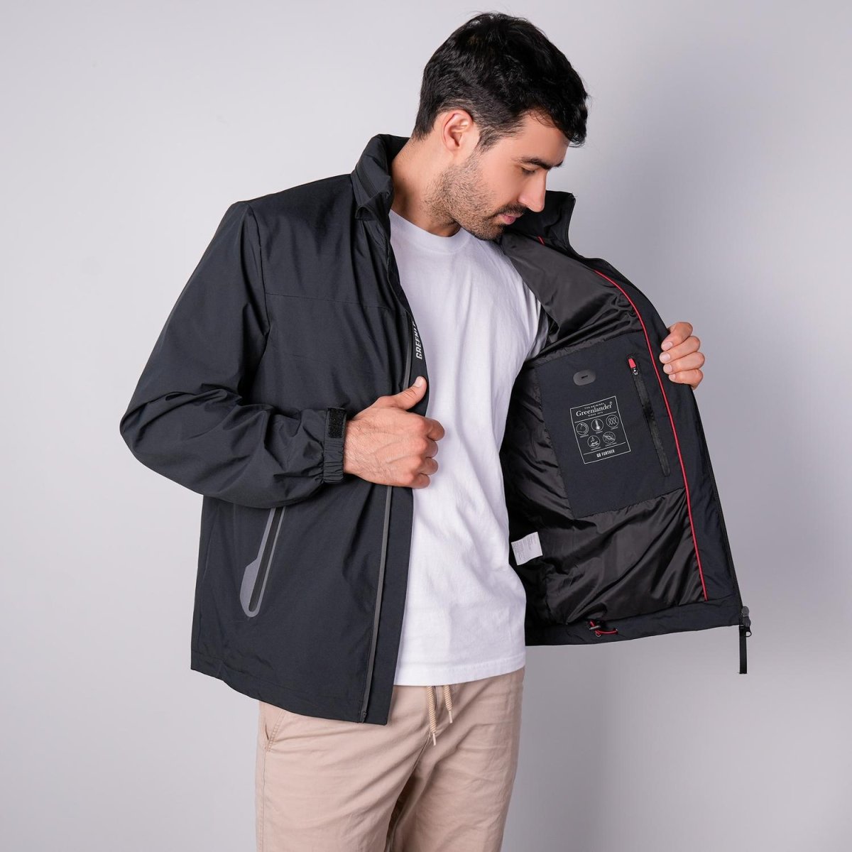 Chamarra rompevientos para hombre con gorro y bolsillo interno Greenlander - Greenlander