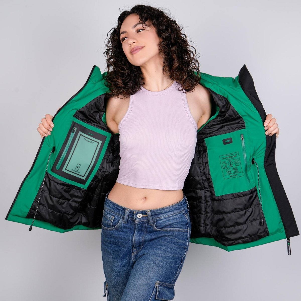 Chamarra rompevientos para mujer con gorro y bolsillo interno Greenlander - Greenlander