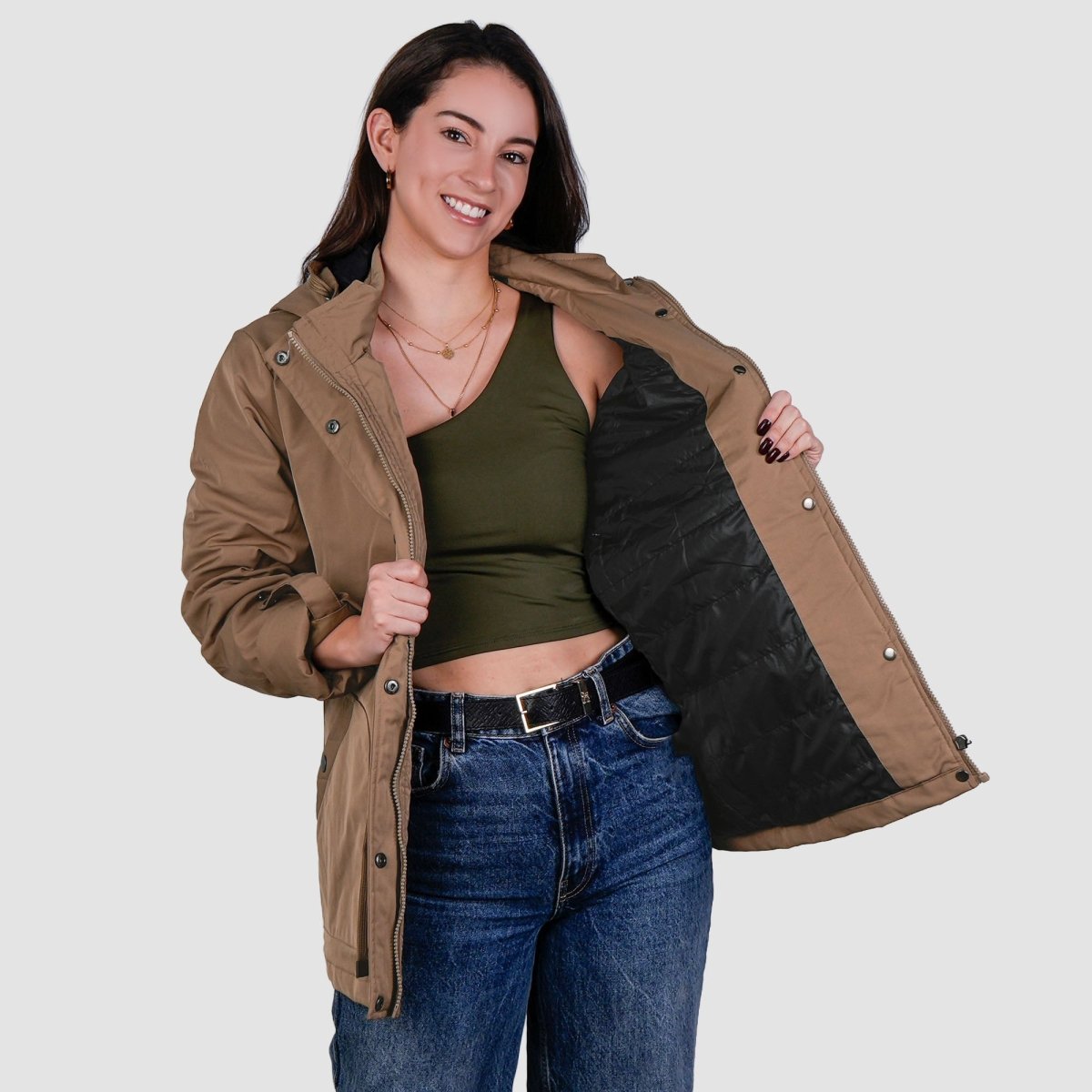 Chamarra rompevientos para mujer con gorro y bolsillo interno Greenlander - Greenlander