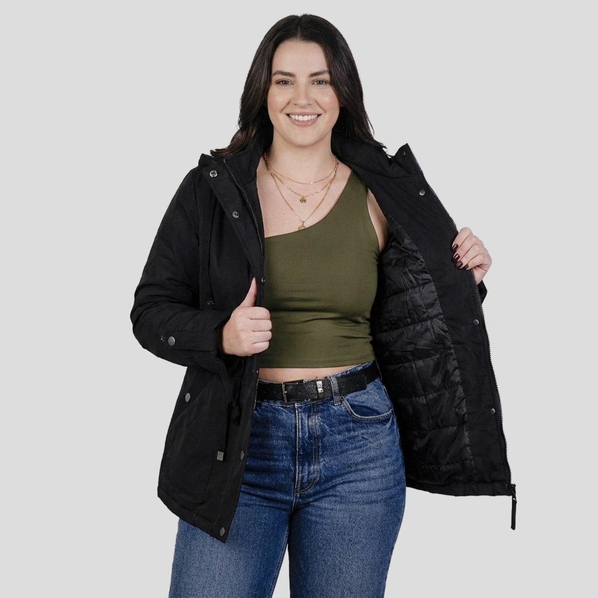 Chamarra rompevientos para mujer con gorro y bolsillo interno Greenlander - Greenlander