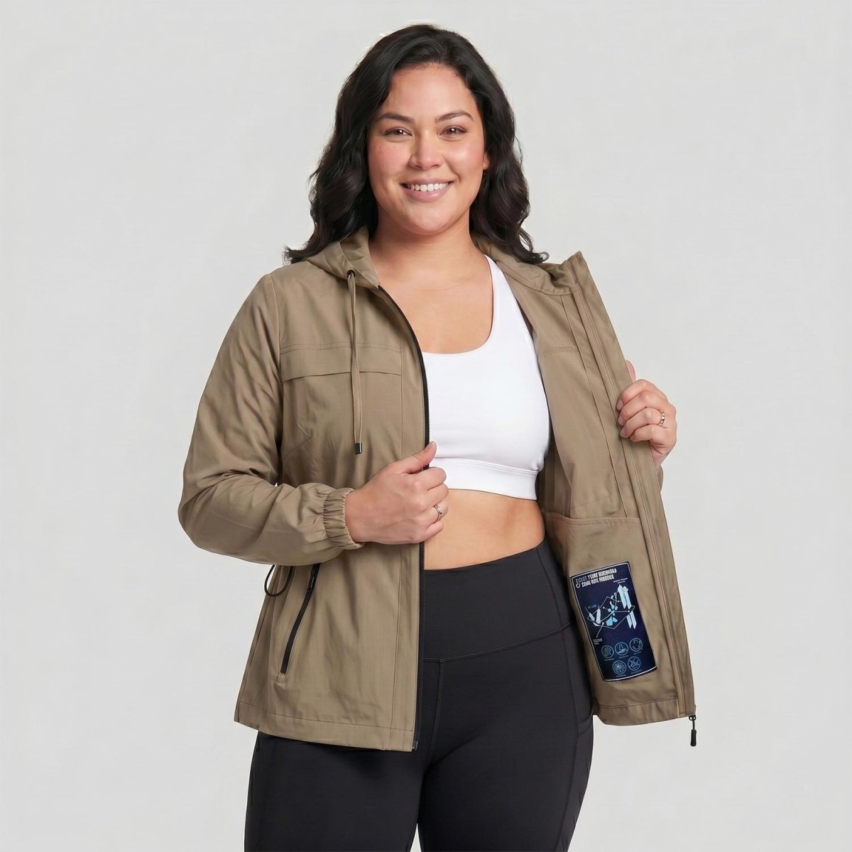 Chamarra rompevientos plus size para mujer con capucha Greenlander - Greenlander