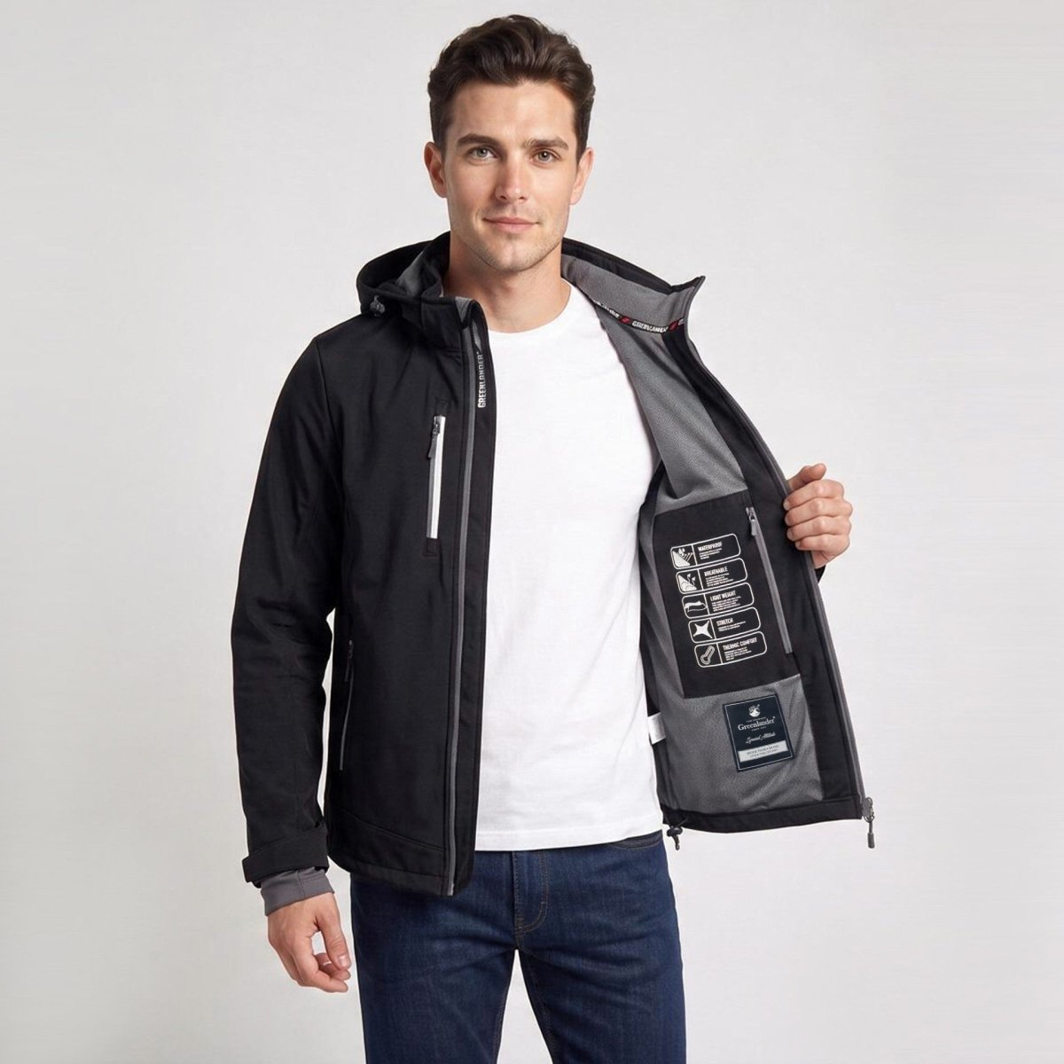 Chamarra Softshell Repelente al Agua para Hombre con Capucha Desmontable | Greenlander - Greenlander