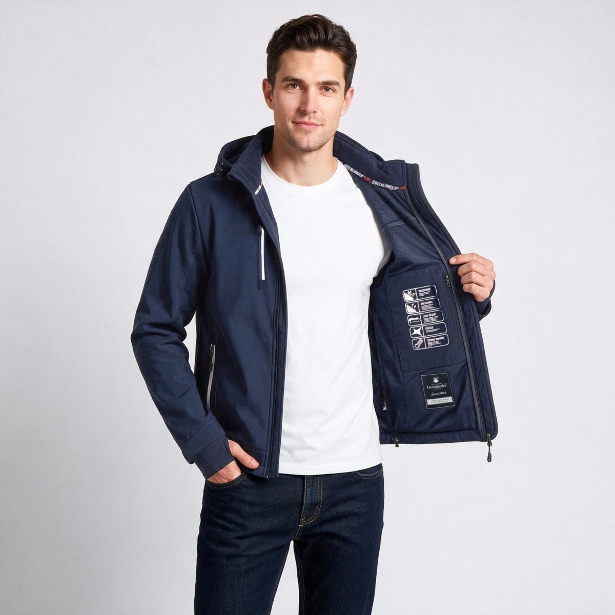 Chamarra Softshell Repelente al Agua para Hombre con Capucha Desmontable | Greenlander - Greenlander