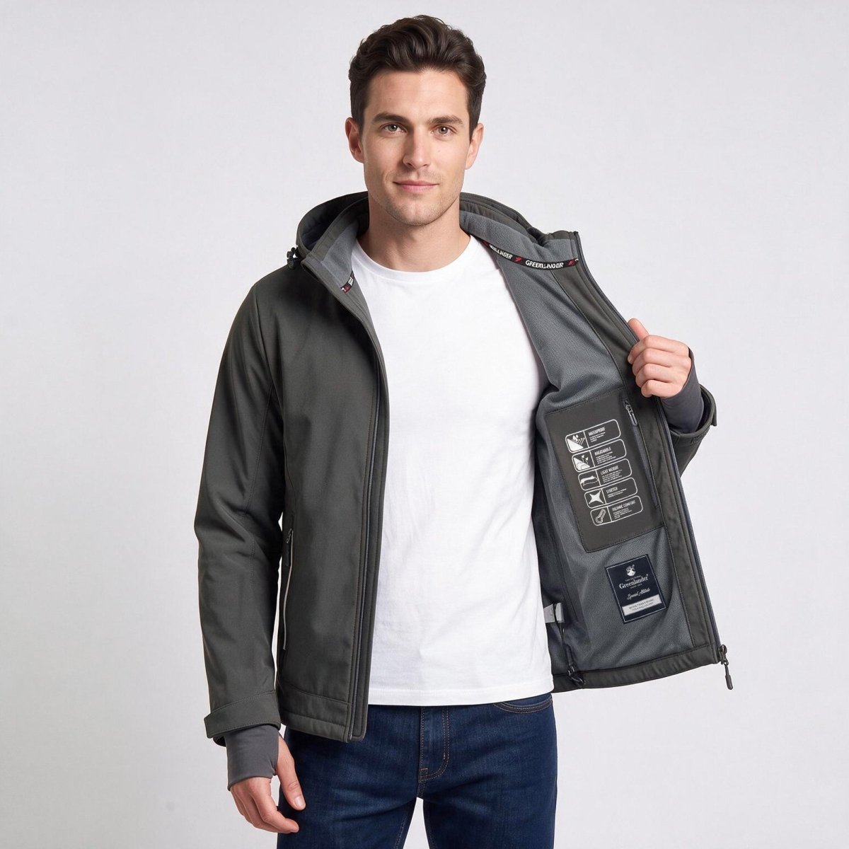 Chamarra Softshell Repelente al Agua para Hombre con Capucha Desmontable | Greenlander - Greenlander