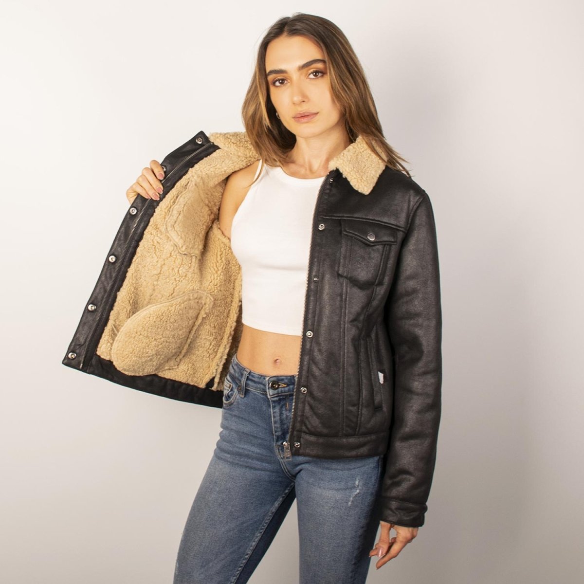 Chamarra tipo gamuza para mujer con bolsillos Greenlander - Greenlander