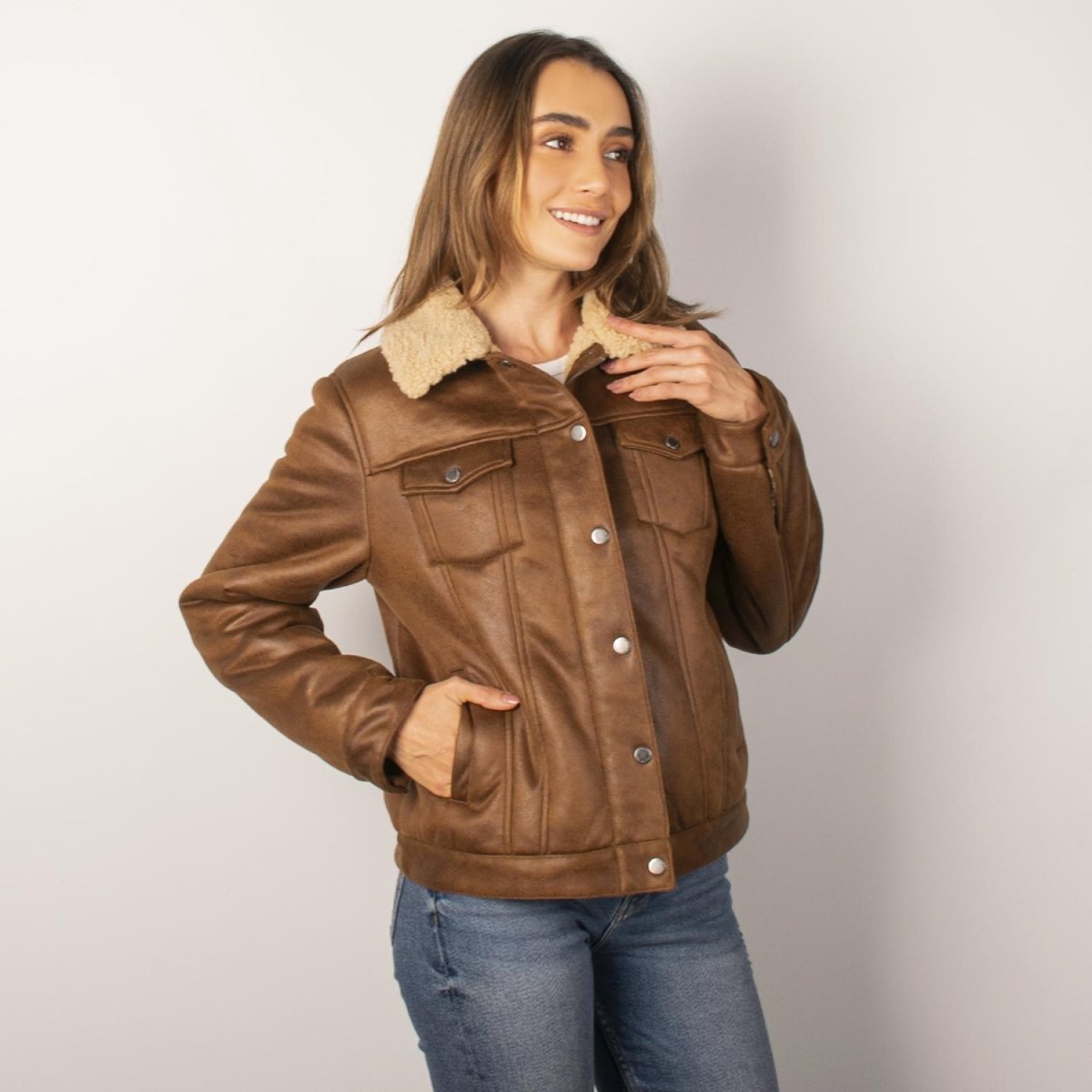 Chamarra tipo gamuza para mujer con bolsillos Greenlander - Greenlander