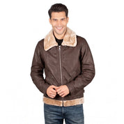 Chamarra Tipo Piel para Hombre con Cuello Borrego y Cierre | Greenlander - Greenlander