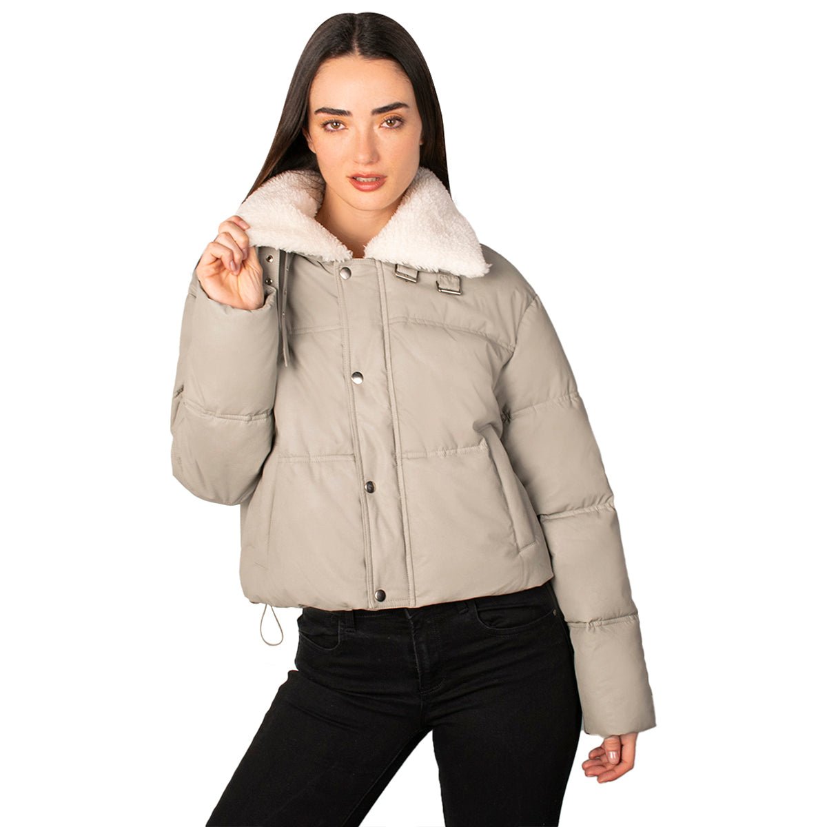 Jacket Vinil con Cuello de Peluche Greenlander Mujer - The Original Greenlander