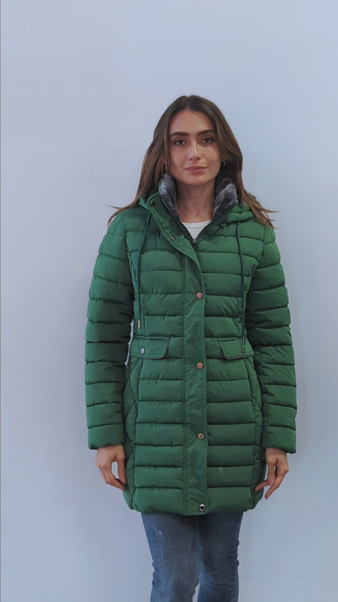 Chamarra larga capitonada para mujer con bolsillos Greenlander